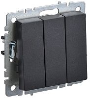 Выключатель без рамки IEK Brite ВС10-3-0-БрЧ 3-кл. черный картинка
